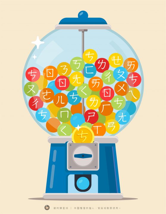 candy machine bopomofo ㄘ  free printable-blue